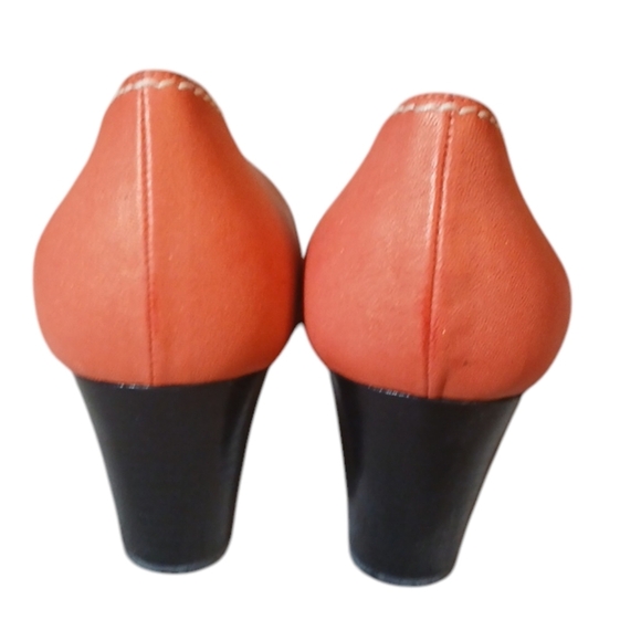 Thierry Rabotin Leather Pumps Orange/Red Heels size 7 - Picture 9 of 12